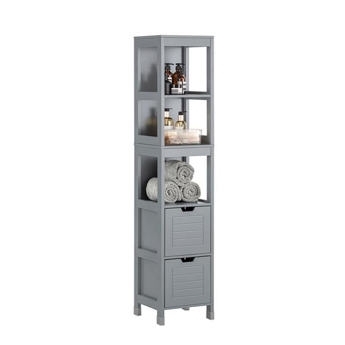 Meuble Colonne Salle de Bain FRG126-SG SoBuy Armoire Haute – 4 étagères et 2 tiroirs