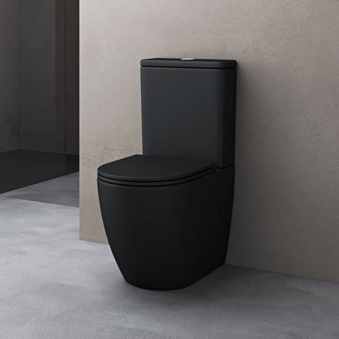 Sogood WC à Poser Céramique Noir Mat Toilette avec Réservoir de Toilette Abattant Silencieux avec Frein de Chute Stand179T