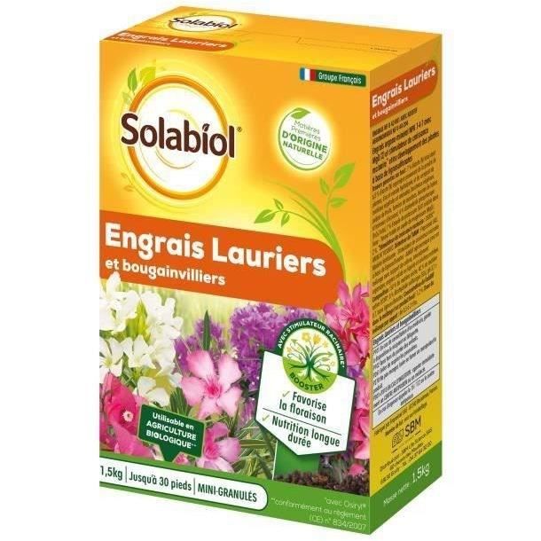 SOLABIOL SOLAURY15 Engrais Lauriers et Bougainvilliers 100% Organique | Action Longue Duree, 1,5 Kg