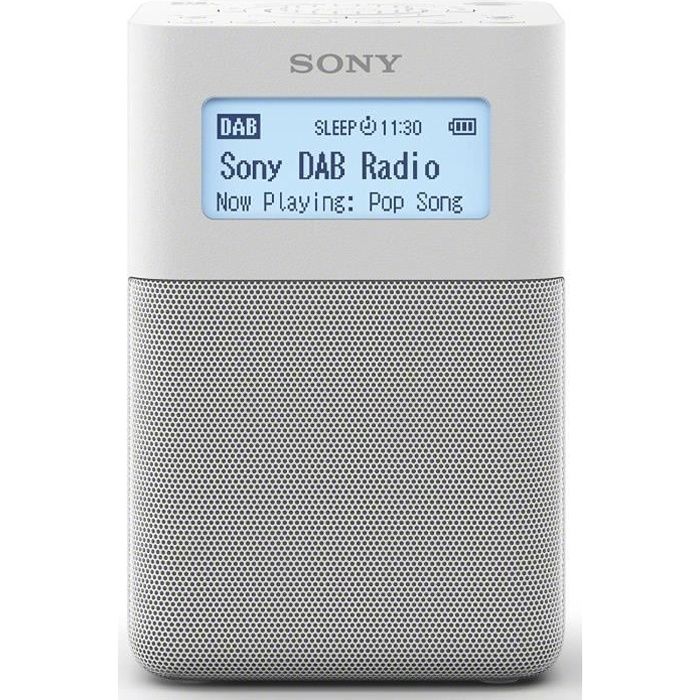Radio portable digitale DAB/DAB+/FM Sony XDR-V20D - Blanc - Fonction réveil et veille programmée