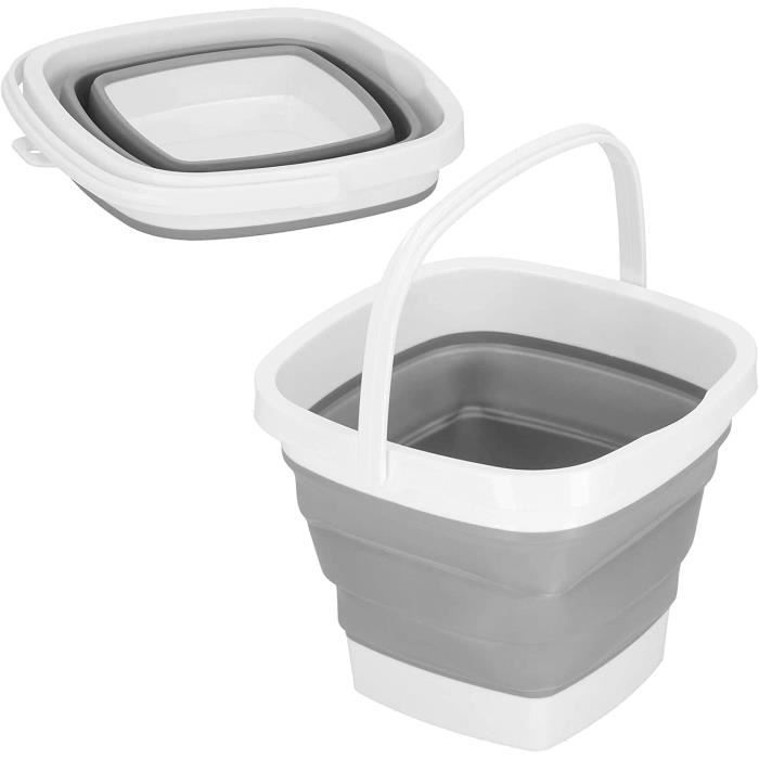 Seau Pliable 10 L Avec Poignée – Base Antidérapante, Compact, Pour Camping, Pêche, Jardinage, Beige