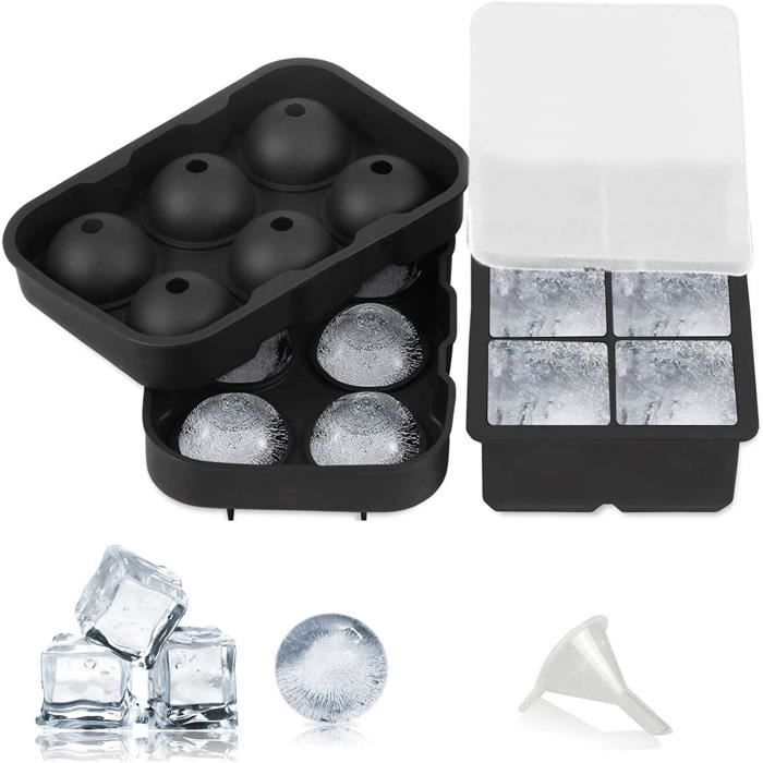 Lot De 2 Bacs à Glaçons En Silicone Avec Couvercles - Grands Et Spheriques Sans Bpa~p148215118