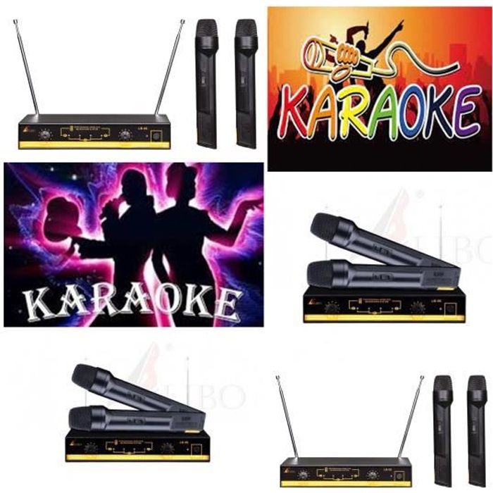 Micro Universel 3.5mm Micro Sans Fil VHF V16U - 2 Micros Portatifs, Portée 50m, Réduction Bruit DSP Système Micro Karaoké