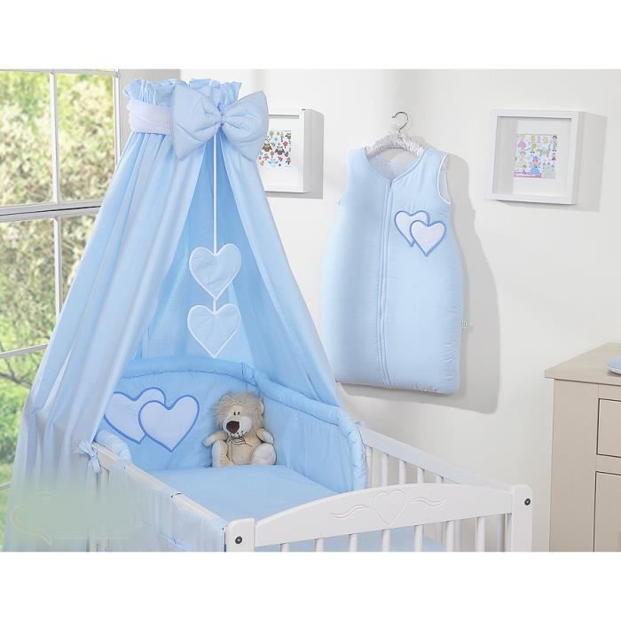 Ciel De Lit Bebe Avec Support Fleche Ciel En Tissu Bleu A Coeurs Cdiscount Puericulture Eveil Bebe