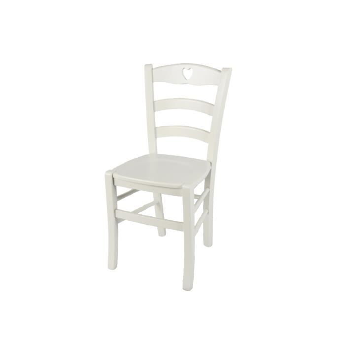 Tommychairs - Chaise cuisine CUORE structure et assise en bois de hêtre laqué en blanc glace
