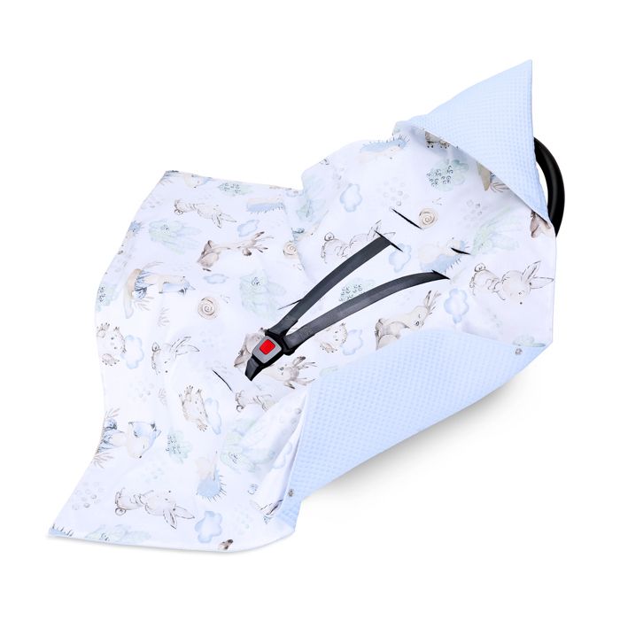 Couverture enveloppante bébé nid d Ange siège Auto Été-Printemps - 90 x 90 cm - Blanc avec un Lapin