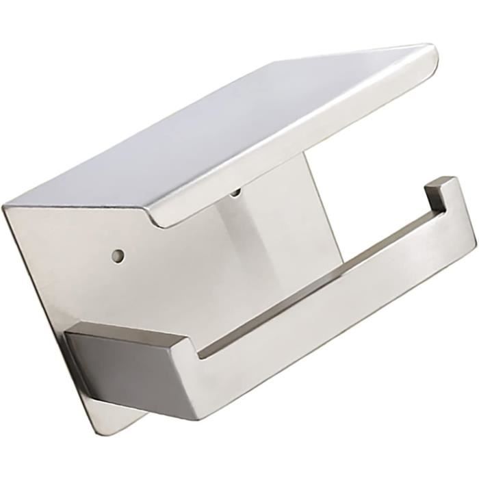 Porte-Papier Toilette Autocollant Avec Étagère - Acier Inoxydable, Sans Perçage, Idéal Salle De Bain & Cuisine