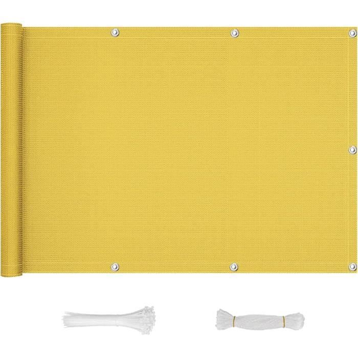 Brise-vue Pour Balcon 60 X 300 Cm - Tissu Opaque Polyester 300D - Résistant à L'eau Et Aux UV - Avec œillets Et Corde