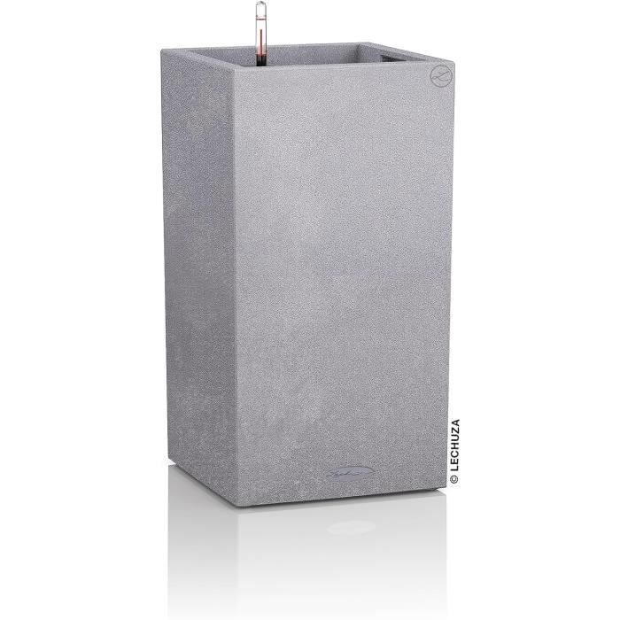 Pot De Fleurs Avec Compteur D'Eau - Jardinière Auto-Arrosage Intérieur/Extérieur - Design Moderne Taupe, 35x25 Cm - Pour Plantes, Succulentes, Herbes