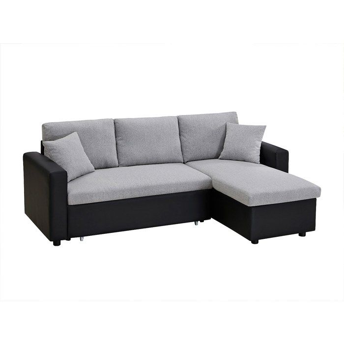 Canapé dangle convertible et réversible en tissu gris clair et noir GAZUR II