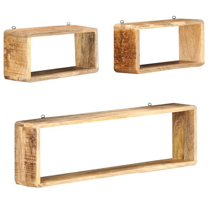 vidaXL Ensemble détagère cube 3 pcs bois solide de manguier 285844