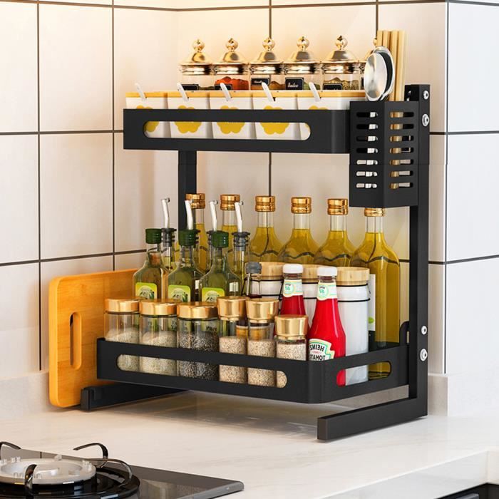 bouteilles Pour /épices conserves jusqu/à 25 kg 44-66 x 35,5 x 43 cm Extensible /Étag/ère pour micro-ondes /à 2 couches