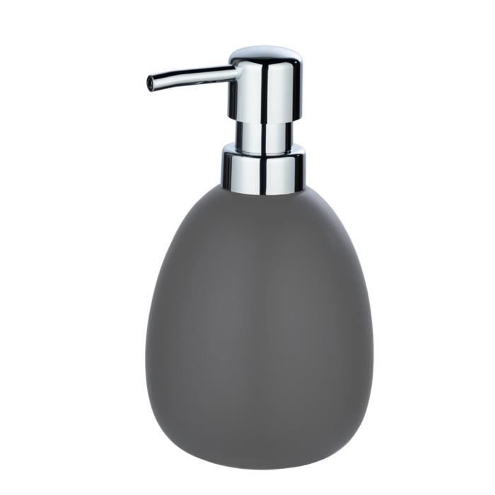 Distributeur de savon - WENKO - Polaris - Céramique haut de gamme - Gris mat - 390 ml