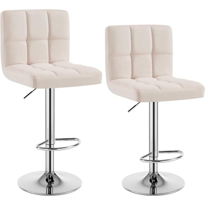 WOLTU Tabouret de bar en lin lot de 2 Siège bien rembourré Tabouret de bar pivotant ajustable en hauteur Crème WOLTU Tabouret de bar en lin lot de 2 Siège bien rembourré Tabouret de bar pivotant ajustable en hauteur Crème
