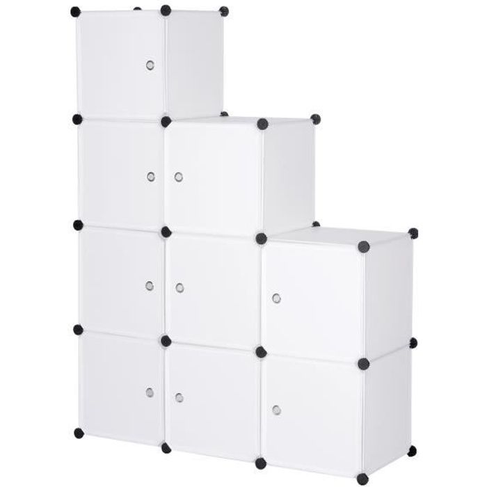 woltu armoire plastique,penderie pour le stockage de vêtements-accessoires-livres, étagère de rangement diy,9 cubes,blanc