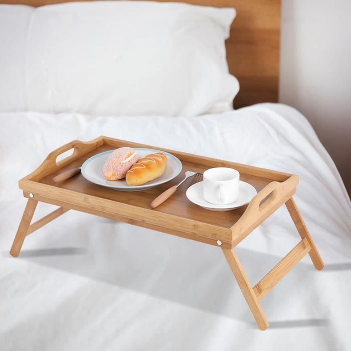 LIFEZEAL Table de Lit, Plateau de lit Pliable en Bois, Support Ordinateur  Portable Lit avec 4 Angles d'Inclinaison Réglables, Plateau Repas Lit pour Petit  Déjeuner, 62 x 32 x 23 cm, Naturel 