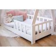 Structure de lit enfant en bois massif Tipi M 90 x 190 cm avec sommier, couleur Blanc-1