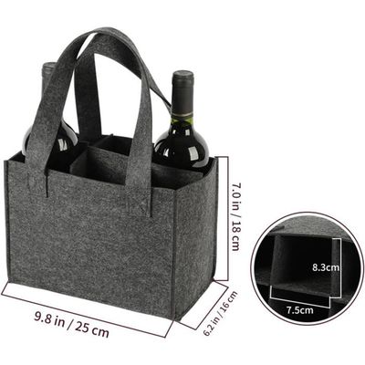 Sac à Bouteilles En Feutre 6 Compartiments - Porte-Bouteilles Pliable Pour Vin, Bière, Eau - Idéal Camping, Pique-nique, Transport