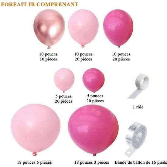 113 Pièces Guirlande De Ballons Rose Noir Ballon Rose - Temu France