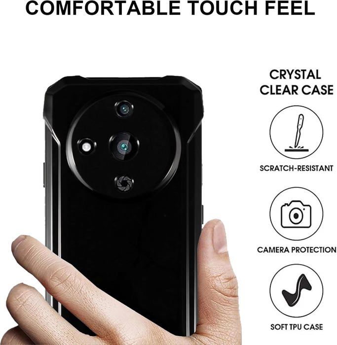 Coque Silicone + 2 Verres Trempés Pour Hotwav Cyber 16 Pro (6.6") - Noire, Protection Antichoc, Bords Surélevés