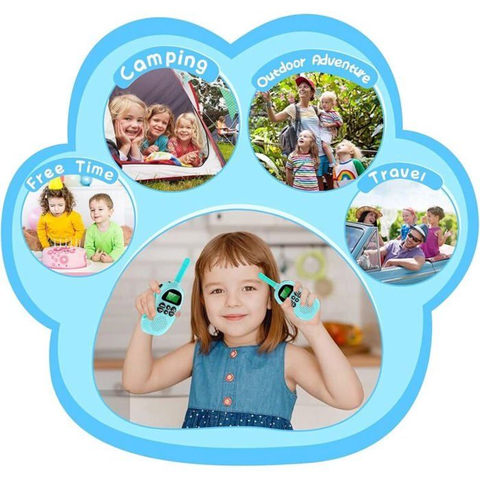 Uleway Talkie-Walkie Rechargeable Longue Portée – 16 Canaux, Écran LCD, Fonction VOX, Lampe Torche, Cadeau Enfant 3-12 Ans (Bleu Et Rose)