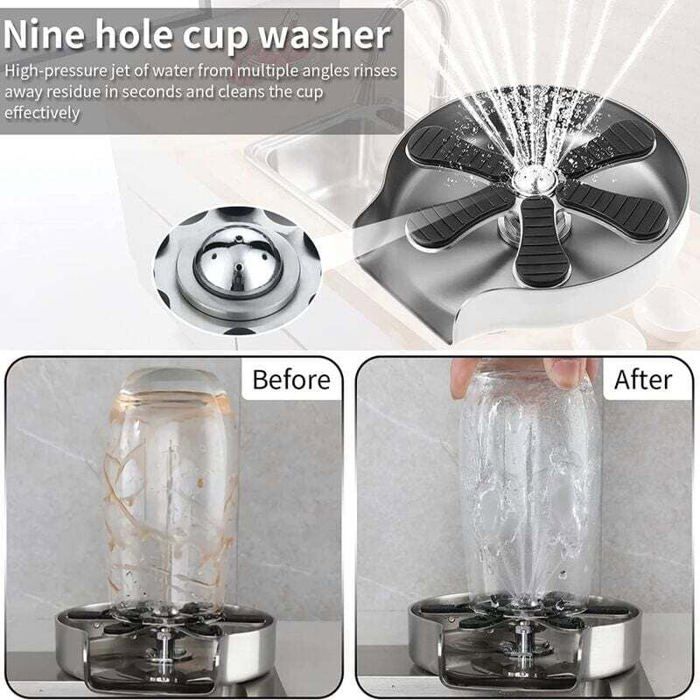 Rinceur Verre Pour évier – Nettoyage Facile Pichets, Blenders, Verres – Connexion Robinet 22 Mm Ou Filetage 20 Mm