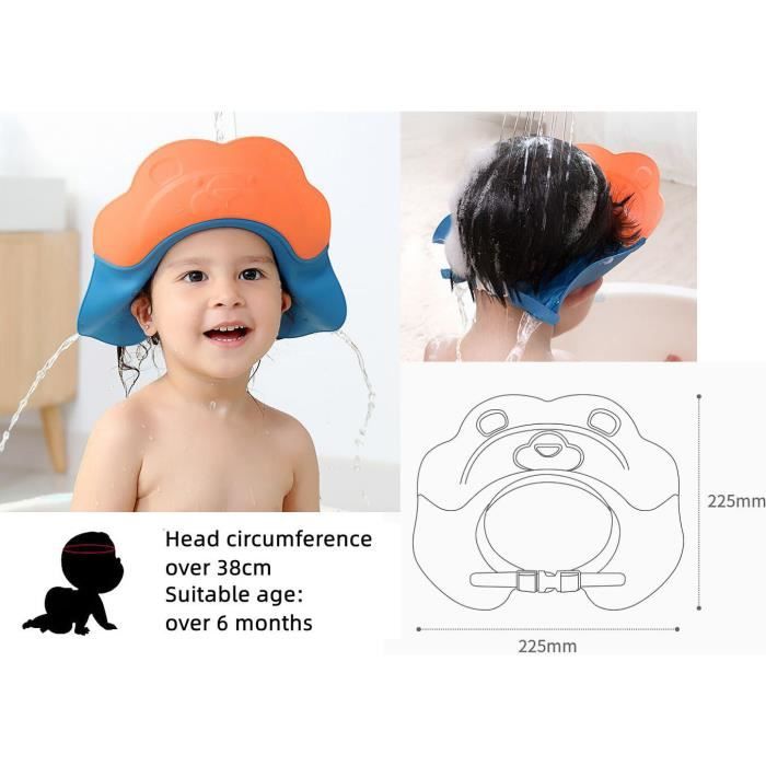 Chapeau de douche pour enfant Casquette de Protection de Bain Visiere de Bain Reglable Bonnet de Douche bebe pour Fille Garcon Lion