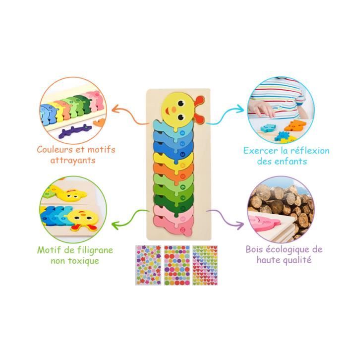 Puzzle en bois pour tout-petits de 2 à 3 ans Ensemble de 3 puzzles pour  tout-petits de 4 à 5 ans par QUOKKA Jeu de jouets animaux réalistes  Montessori pour enfants -  France
