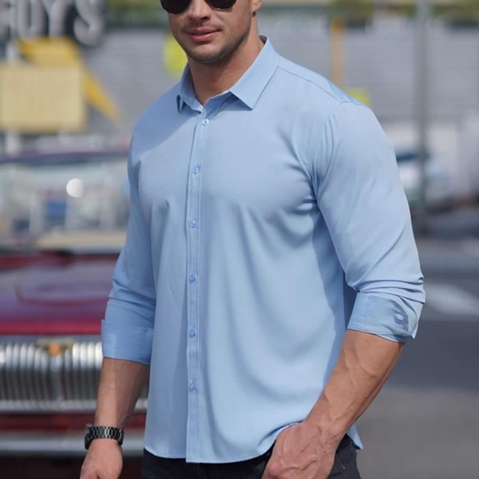 Homme Chemise Moderne a Manches Longues Coupe Droite a Carreaux Chemise Habillees Classique Chemisie Elegante Affaires Bleu2 Bleu2 Cdiscount Pret a Porter