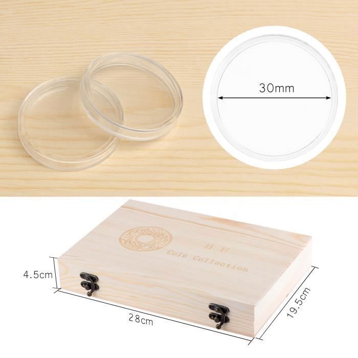 Boîte en bois pour pièces de monnaie, Range pièces de collection et commémoratives, Comprend 20 capsules de protection, Design pratique et élégant | Leroy Merlin
