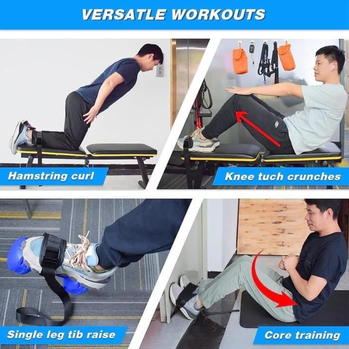 Machine à squat réglable avec bandes de résistance, design pliable pour