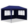 9675Unique |Tente de réception pliable Tonnelle de jardi Tente de réception 3 x 4 m Bleu MEUBLE Style Campagne Chic-2