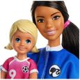 Barbie Métiers -Coffret poupée Coach de Football brune avec figurine d'enfant et accessoires-2