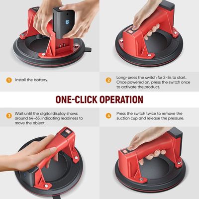 Ventouse électrique Pour Carrelage - 260 Kg De Force - Écran LCD - 2 Batteries Incluses - Idéale Pour Verre, Granit, Plans De Travail