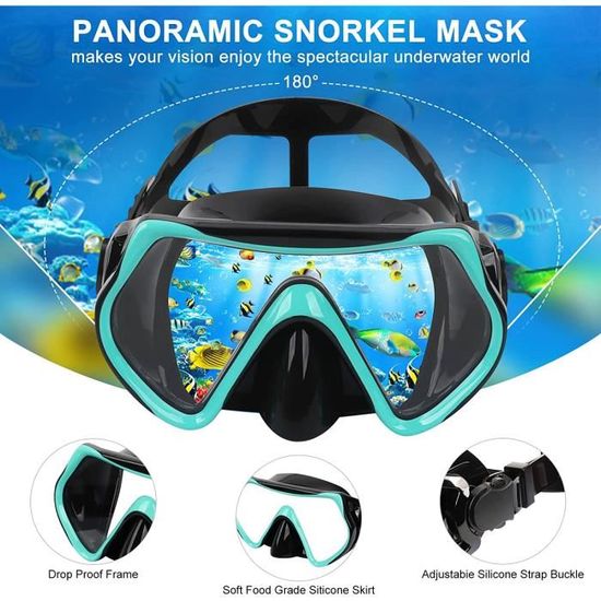 Tuba Sec Adulte – Masque Facial Panoramique Anti-buée En Silicone, Parfait Pour La Plage Et Les Sports Nautiques