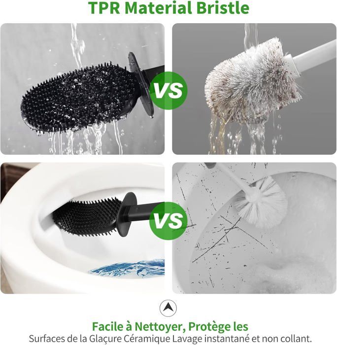 Lot De 4 Brosses Wc Remplaçables Avec Poignée En Acier Inoxydable Pour