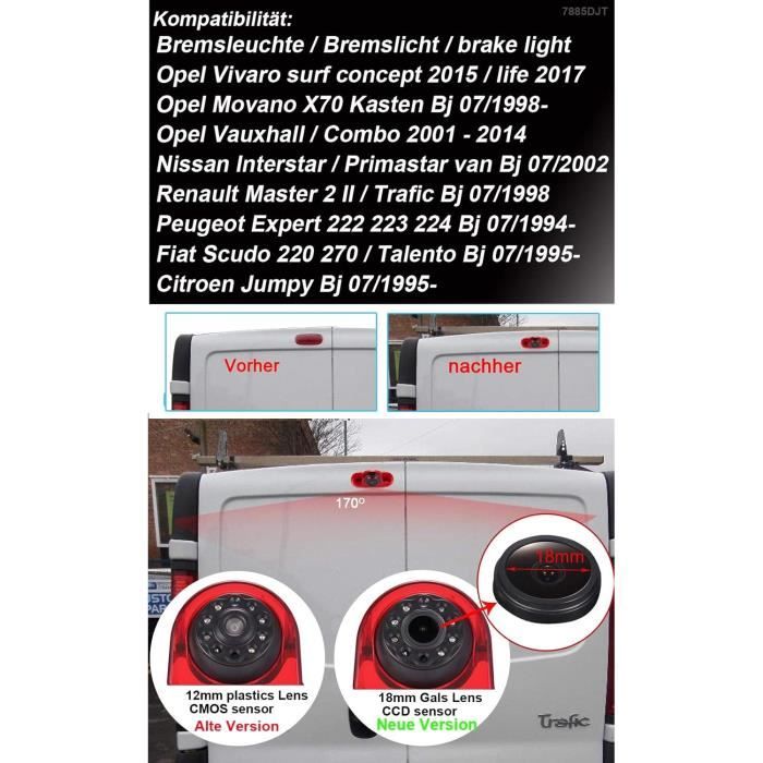 Voiture Troisième monté sur le toit haut caméra lumière de frein Vue arrière Camera de Recul replacement for Opel Vivaro Surf Concept life Combo