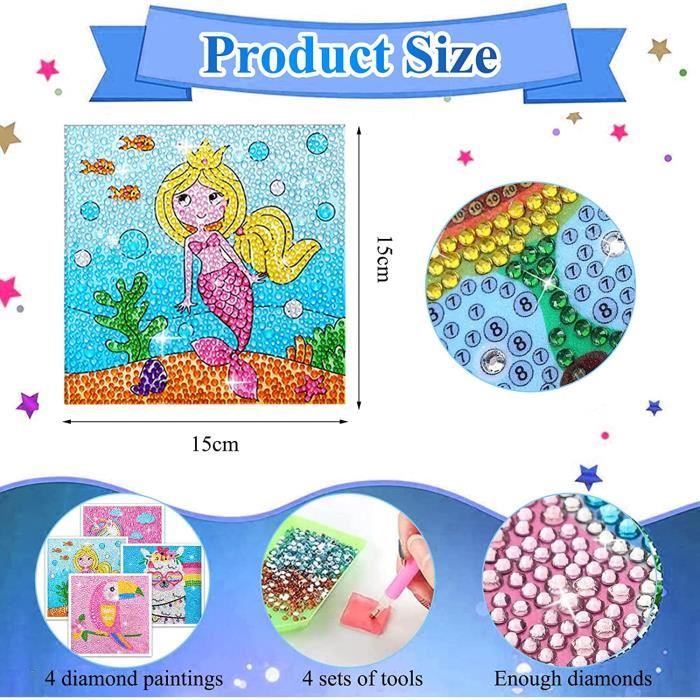 Kit De Diamond Painting Pour Enfants BINYI - 36 Autocollants Strass Avec Outils Inclus