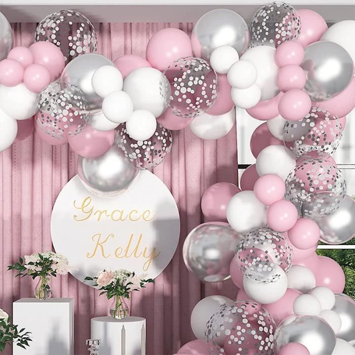 Rose Blanc Argent Ballon Guirlande Arch Kit Pour Anniversaire De Mariage Baby  Shower Fille Fête D'anniversaire Décorations - Cdiscount Maison