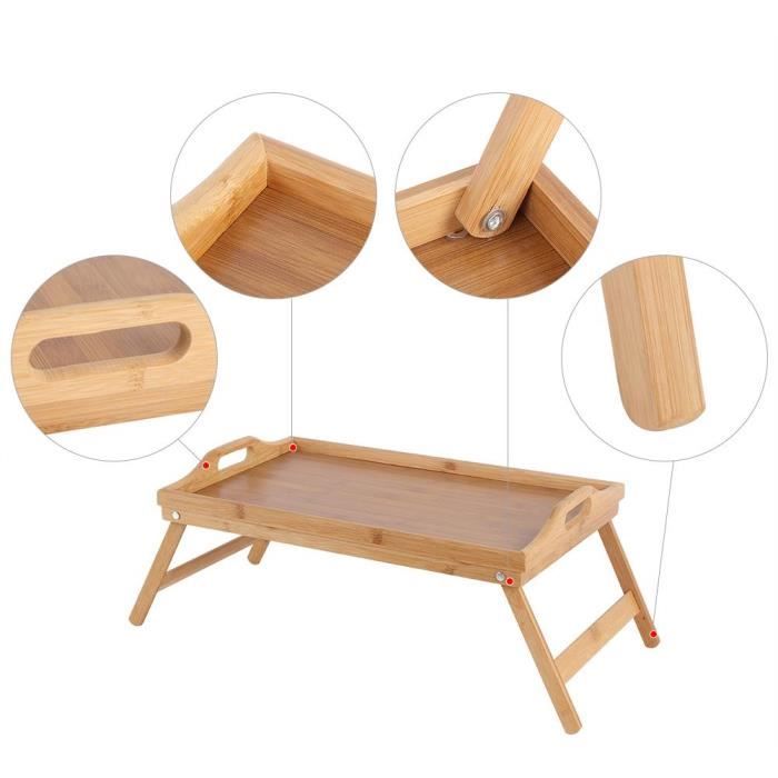 Plateau de lit en bois de bambou portable Petit déjeuner pour ordinateur  portable table pliante pour le thé ou repas  - Cdiscount Informatique