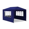 9675Unique |Tente de réception pliable Tonnelle de jardi Tente de réception 3 x 4 m Bleu MEUBLE Style Campagne Chic-3
