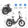Vélo électrique pliant FAFREES F20 Max Batterie Samsung 48V 22,5 Ah - Autonomie 160 km - 500 W - 20*4.0 pouces - Noir-3