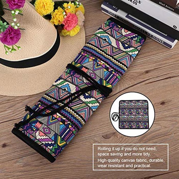 Pochette De Rangement Pour Pinceaux En Toile 20 Trous - Étui Porte-Pinceau Pliable Idéal Pour Artistes Et Étudiants étui 20 Emplacements Pour Stylos
