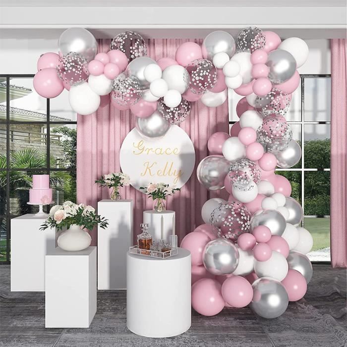 ballon arche kit decoration anniversaire rose gold blanc guirlande ballons  pour fille baby mariage bapteme shower fete décora