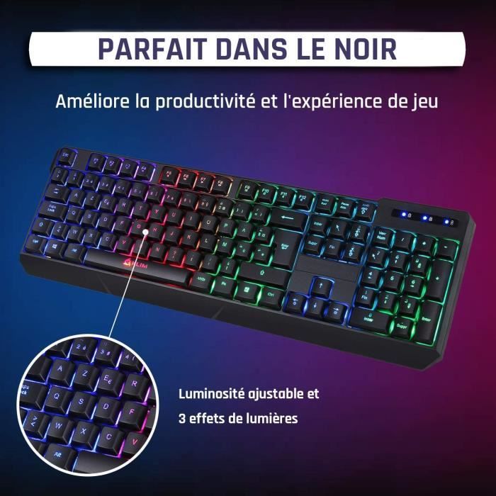Clavier Gamer KLIM Chroma AZERTY FR - Rétroéclairé, Occasion Fonctionnel