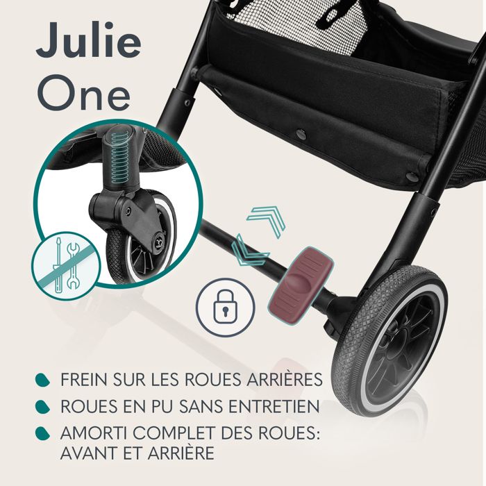 Poussette bébé compacte LIONELO Cloe - Jusqu'à 22 Kg - Système légère &  pliable - Grandes Roues - Marron