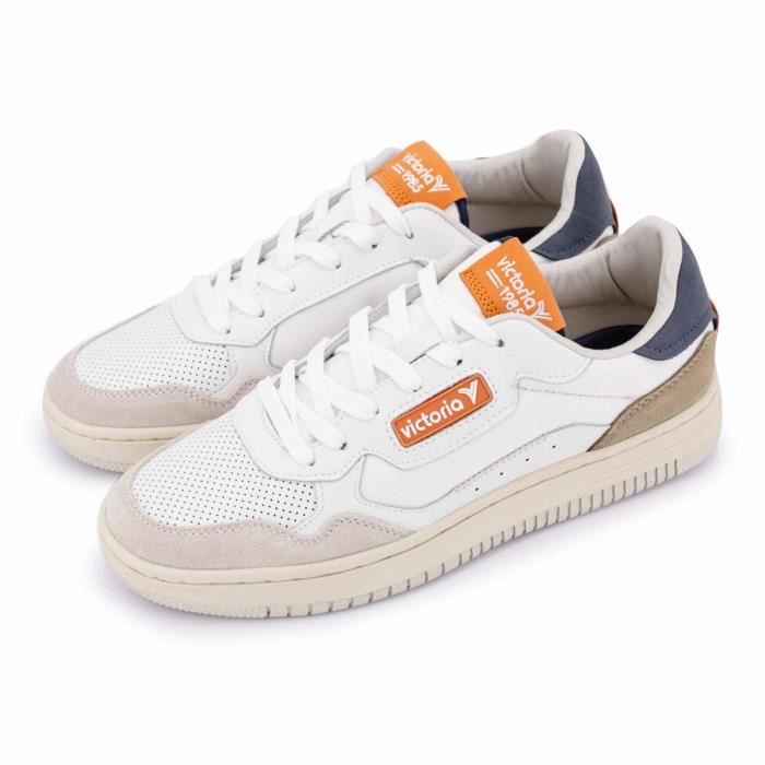 Basket Homme VICTORIA 8800106 Blanc Bleu fonce Textile Lacets