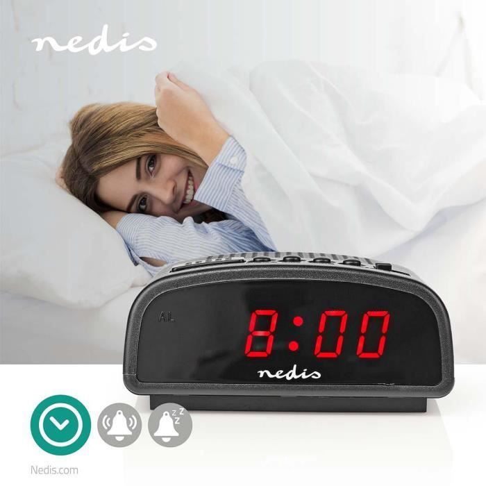 Réveil Radio Numérique Yardenfun AM/FM - Affichage Incurvé, Projection Au Plafond, Snooze, Prise EU (Rouge)
