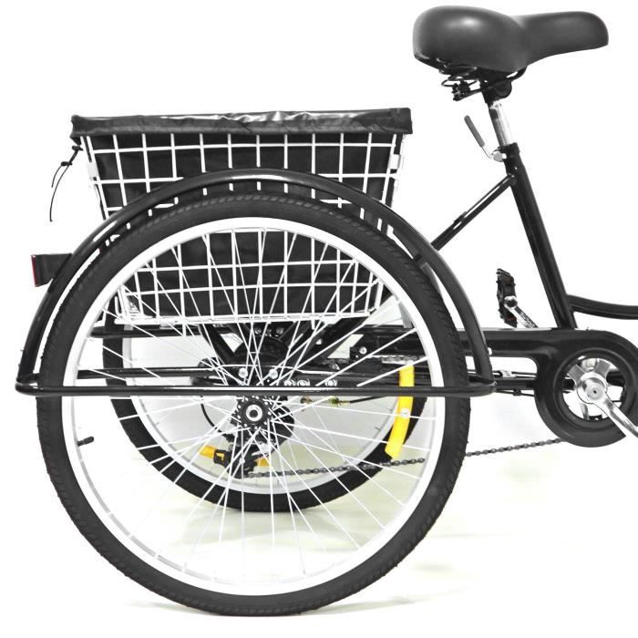 Tricycle 24 pouces pour adultes, vert clair, vélo pliant à 3 roues, vélo de charge à 7 vitesses avec lumière avant, panier et dossier, tricycle pour adultes, hommes, femmes et personnes âgées