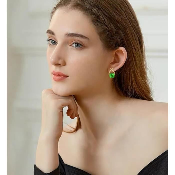Boucles d'oreilles élégantes en cristal orange et or